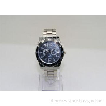 Metal Men Quartz Watch black grid dial bezel gents wrist wa